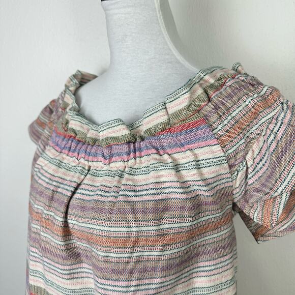 Corey Lynn Calter | Dion Yarn Dyed Off the Shoulder Stripe A-line Dress Pockets - Picture 6 of 12